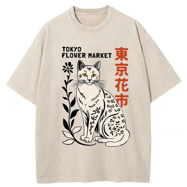 Flower Market Tokyo Washed Crew Neck T-Shirt