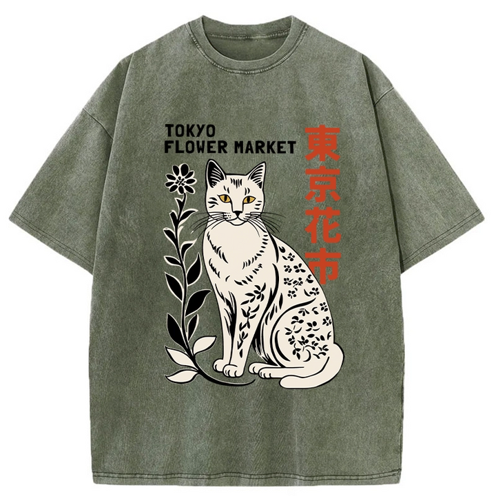 Flower Market Tokyo Washed Crew Neck T-Shirt