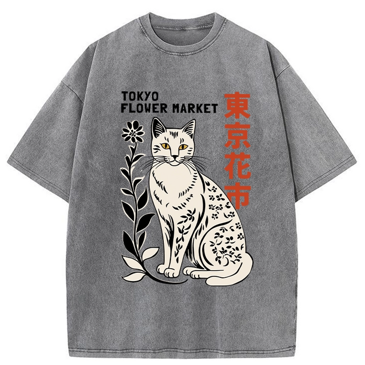 Flower Market Tokyo Washed Crew Neck T-Shirt