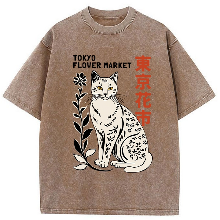 Flower Market Tokyo Washed Crew Neck T-Shirt
