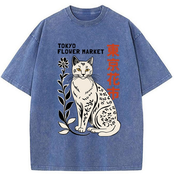 Flower Market Tokyo Washed Crew Neck T-Shirt