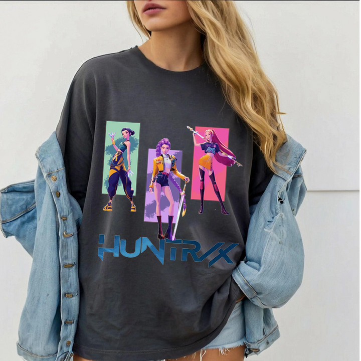 Huntrix Kpop Demo Movie Vintage Print Retro T-shirt