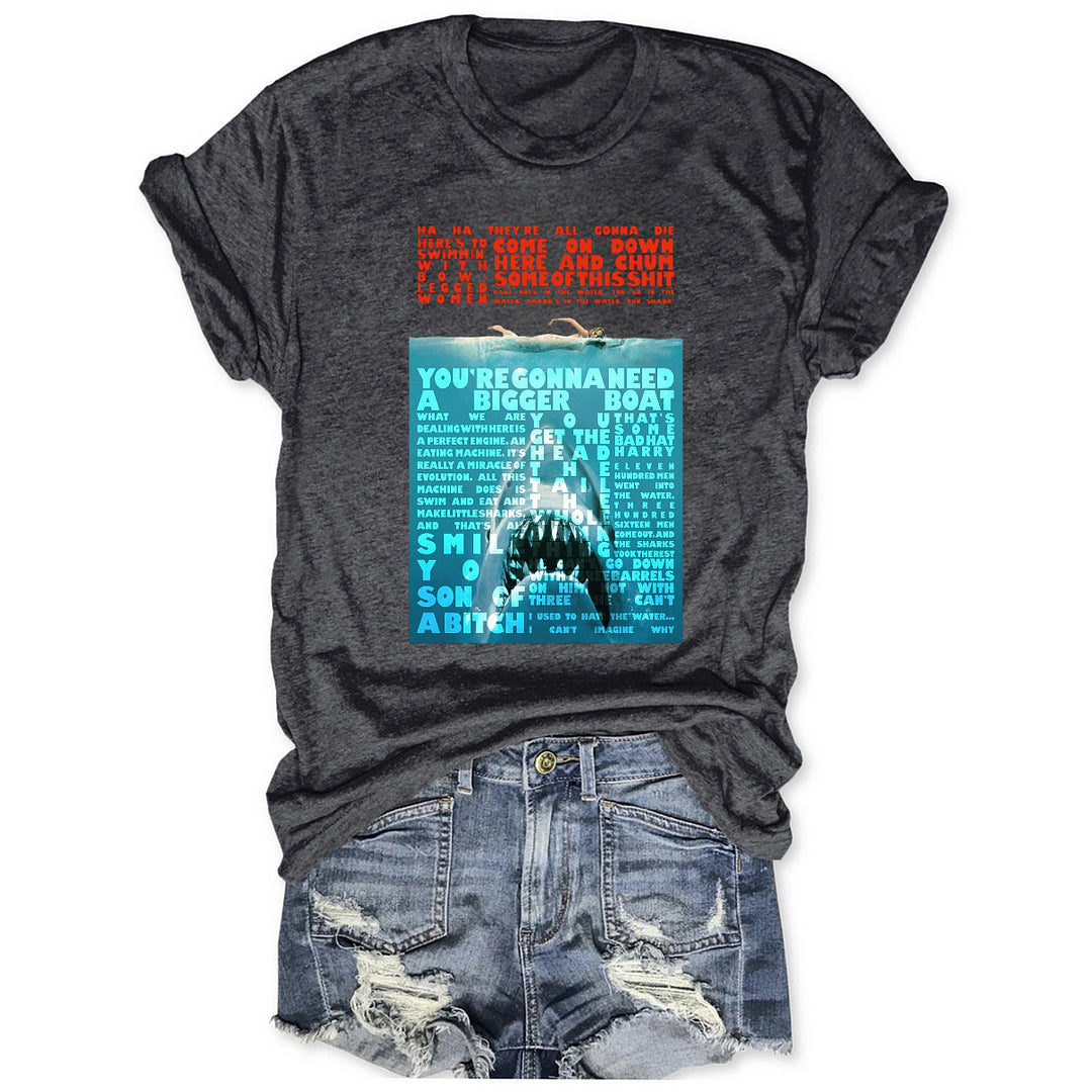 Jaws Quotes Crew Neck T-shirt