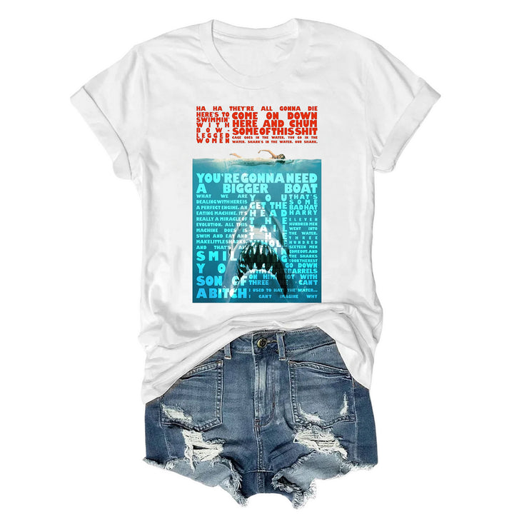 Jaws Quotes Crew Neck T-shirt