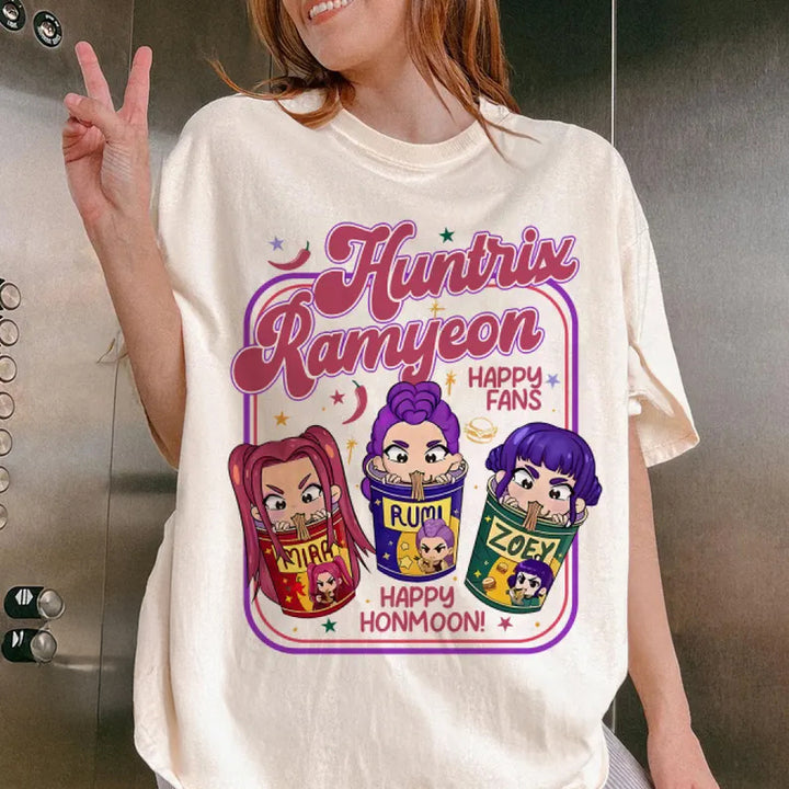 Demon Hunter Movie Inspired Noodle Crew Neck T-shirt
