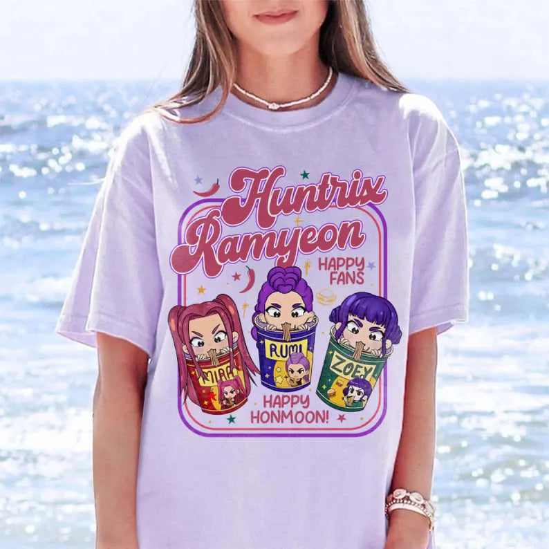Demon Hunter Movie Inspired Noodle Crew Neck T-shirt