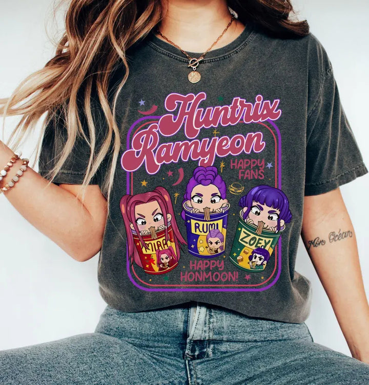 Demon Hunter Movie Inspired Noodle Crew Neck T-shirt