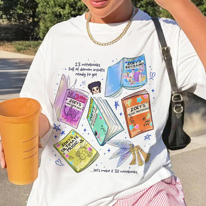 KPDH Zoey Notebooks Crew Neck T-shirt