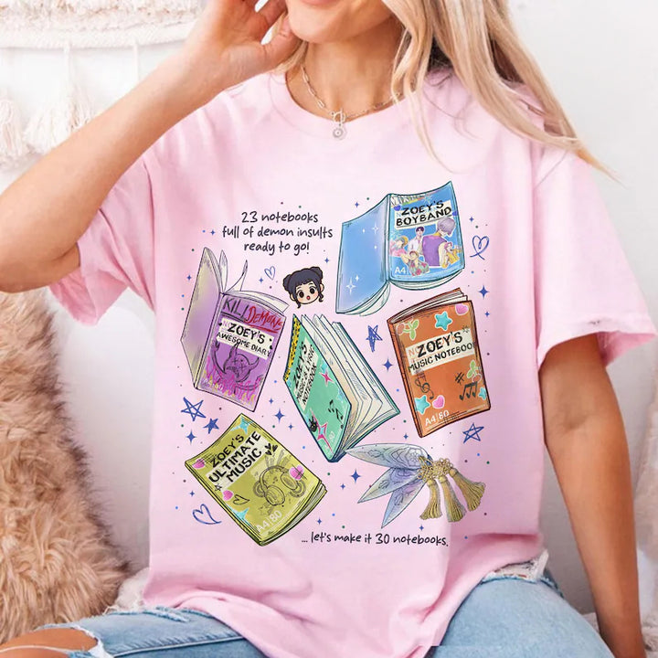 KPDH Zoey Notebooks Crew Neck T-shirt
