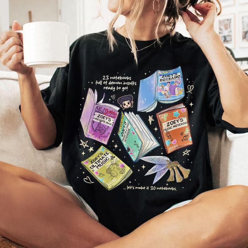 KPDH Zoey Notebooks Crew Neck T-shirt