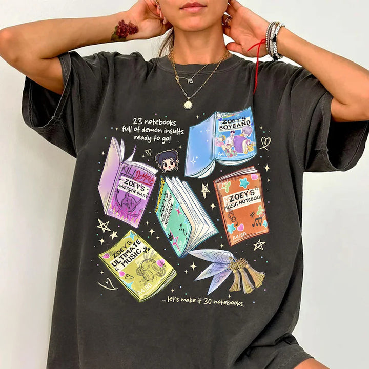 KPDH Zoey Notebooks Crew Neck T-shirt