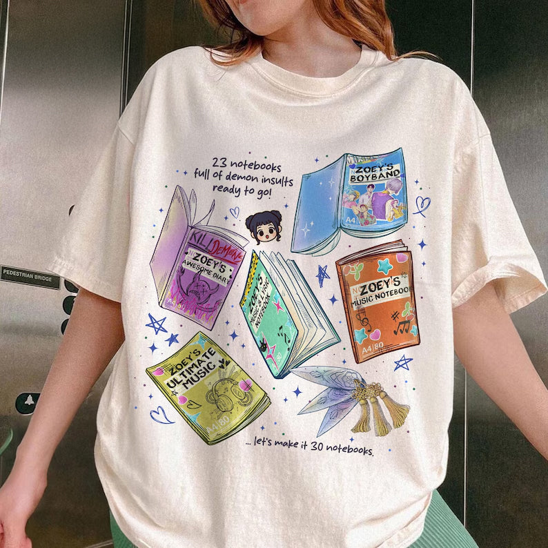 KPDH Zoey Notebooks Crew Neck T-shirt