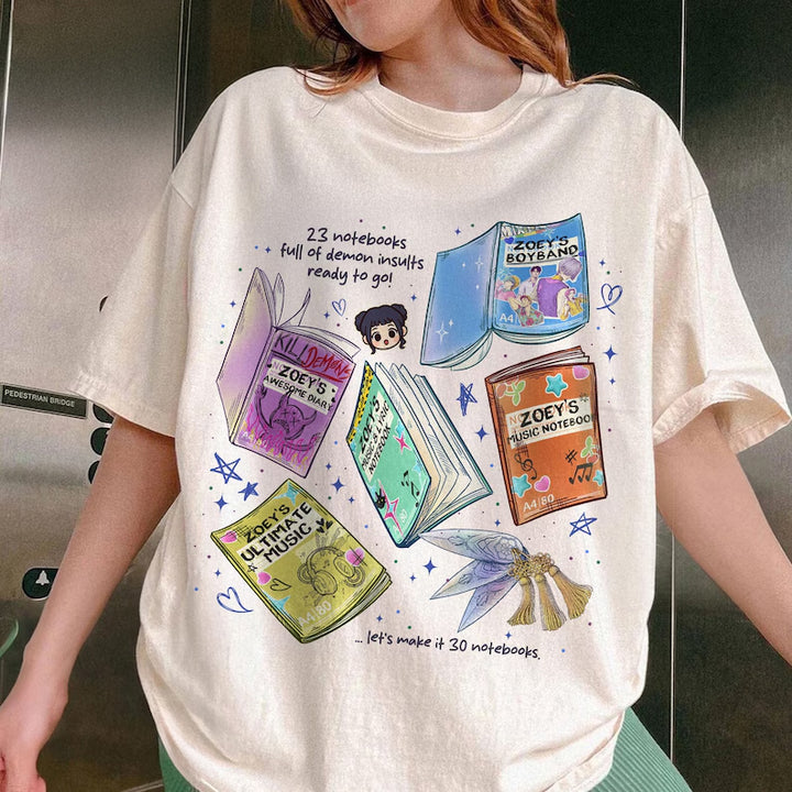 KPDH Zoey Notebooks Crew Neck T-shirt
