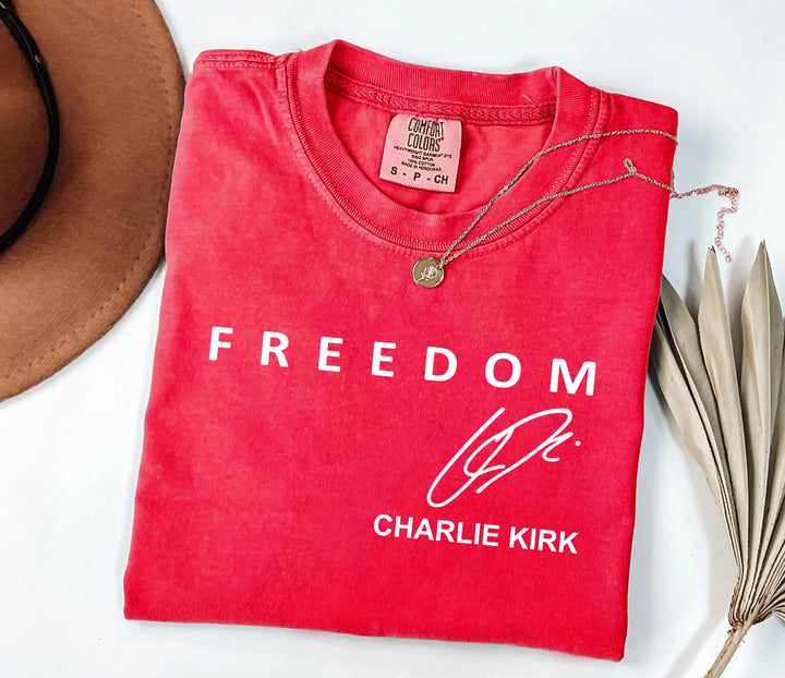 Freedom Charlie Kirk Signature Crew Neck T-Shirt