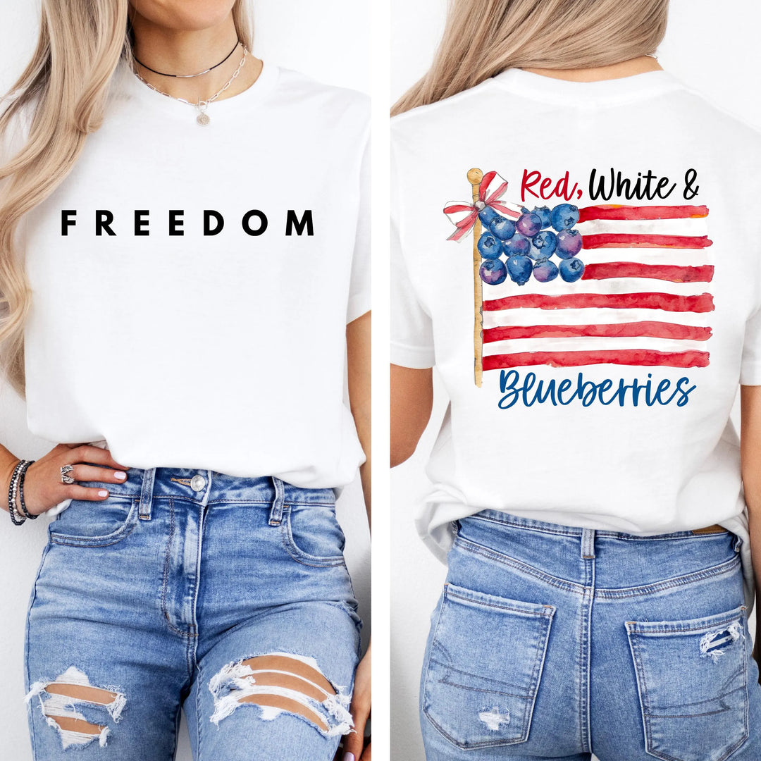Red White and Blueberries Freedom Crew Neck T-Shirt