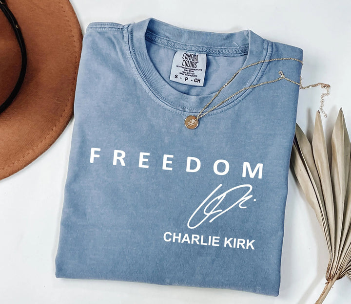 Freedom Charlie Kirk Signature Crew Neck T-Shirt