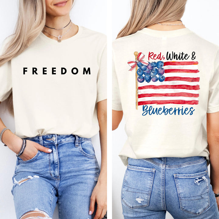 Red White and Blueberries Freedom Crew Neck T-Shirt