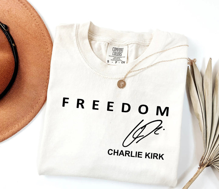 Freedom Charlie Kirk Signature Crew Neck T-Shirt