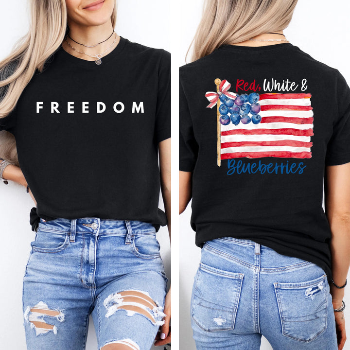 Red White and Blueberries Freedom Crew Neck T-Shirt
