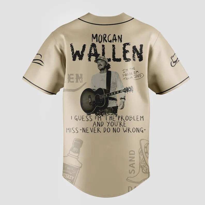 Morgan Wallen "I'm The Problem" Tour 2025 Concert Baseball Jersey