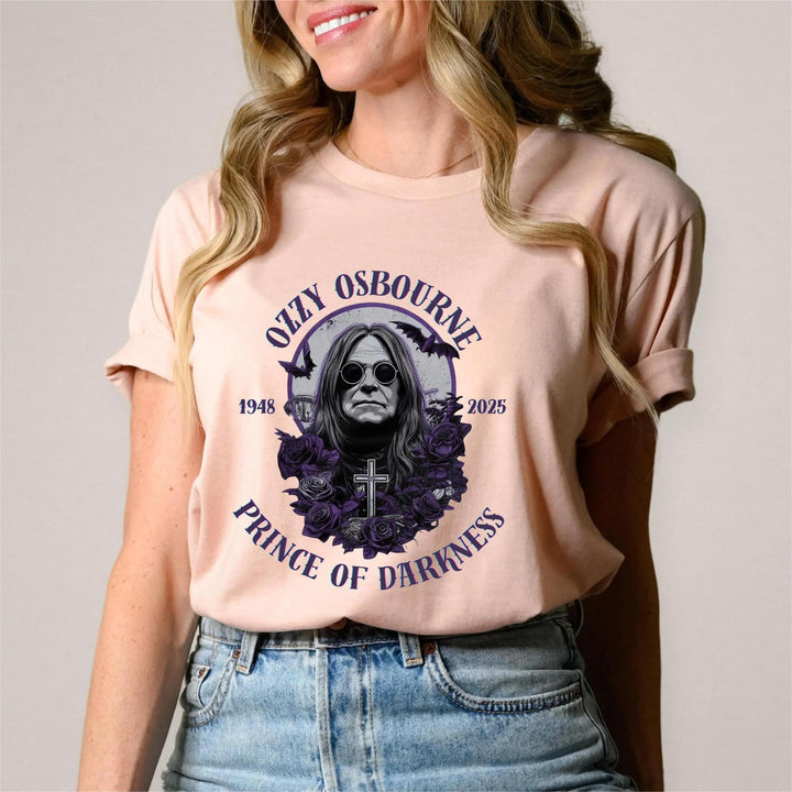 Prince Of Darkness RIP Ozzy Print Crew Neck T-shirt