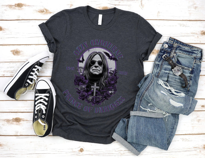 Prince Of Darkness RIP Ozzy Print Crew Neck T-shirt