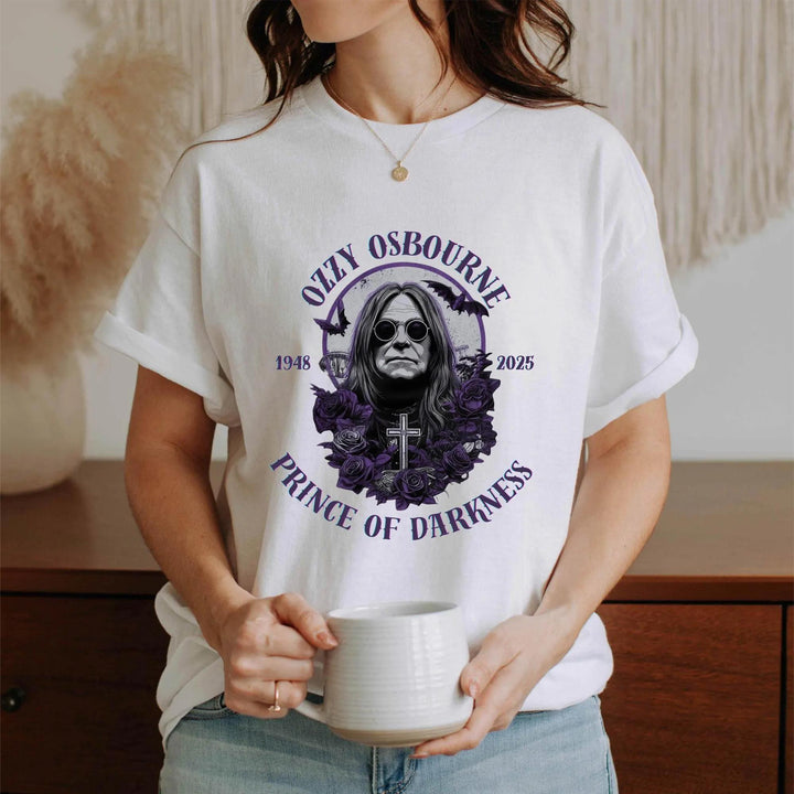 Prince Of Darkness RIP Ozzy Print Crew Neck T-shirt