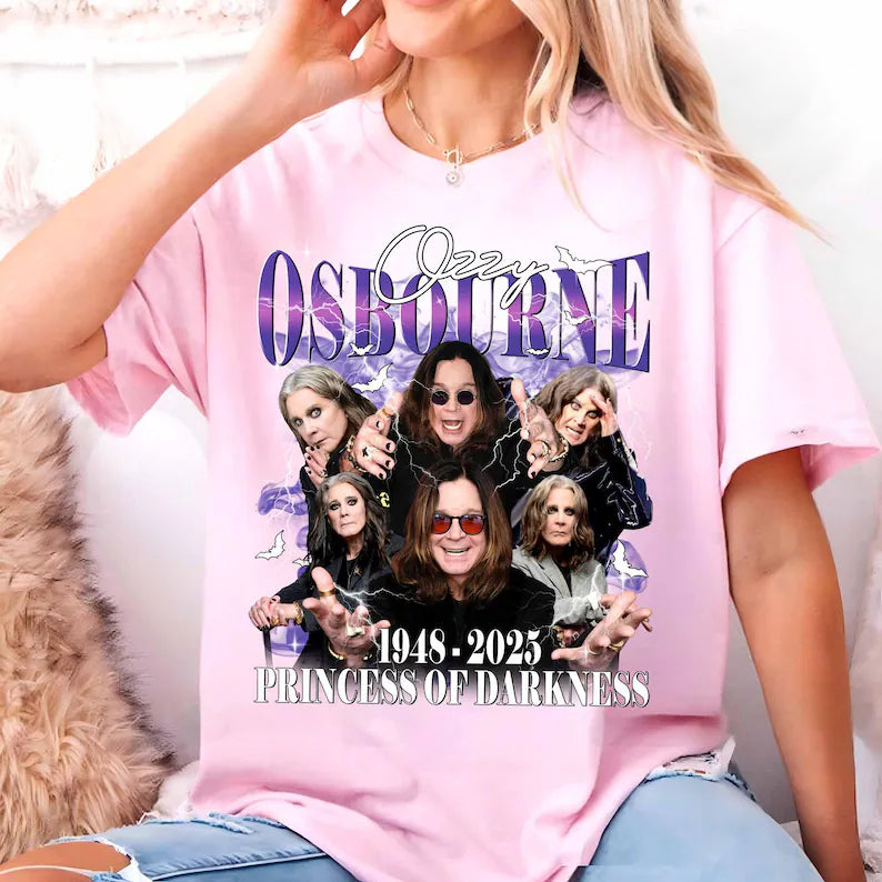 Prince of Darkness RIP Ozzy Osbourne  Print Crew Neck T-shirt