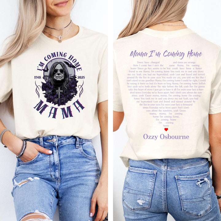 Mama I'm Coming Home Print Crew Neck T-shirt
