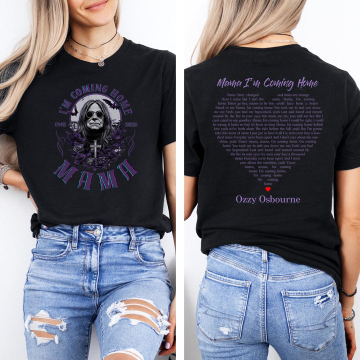Mama I'm Coming Home Print Crew Neck T-shirt