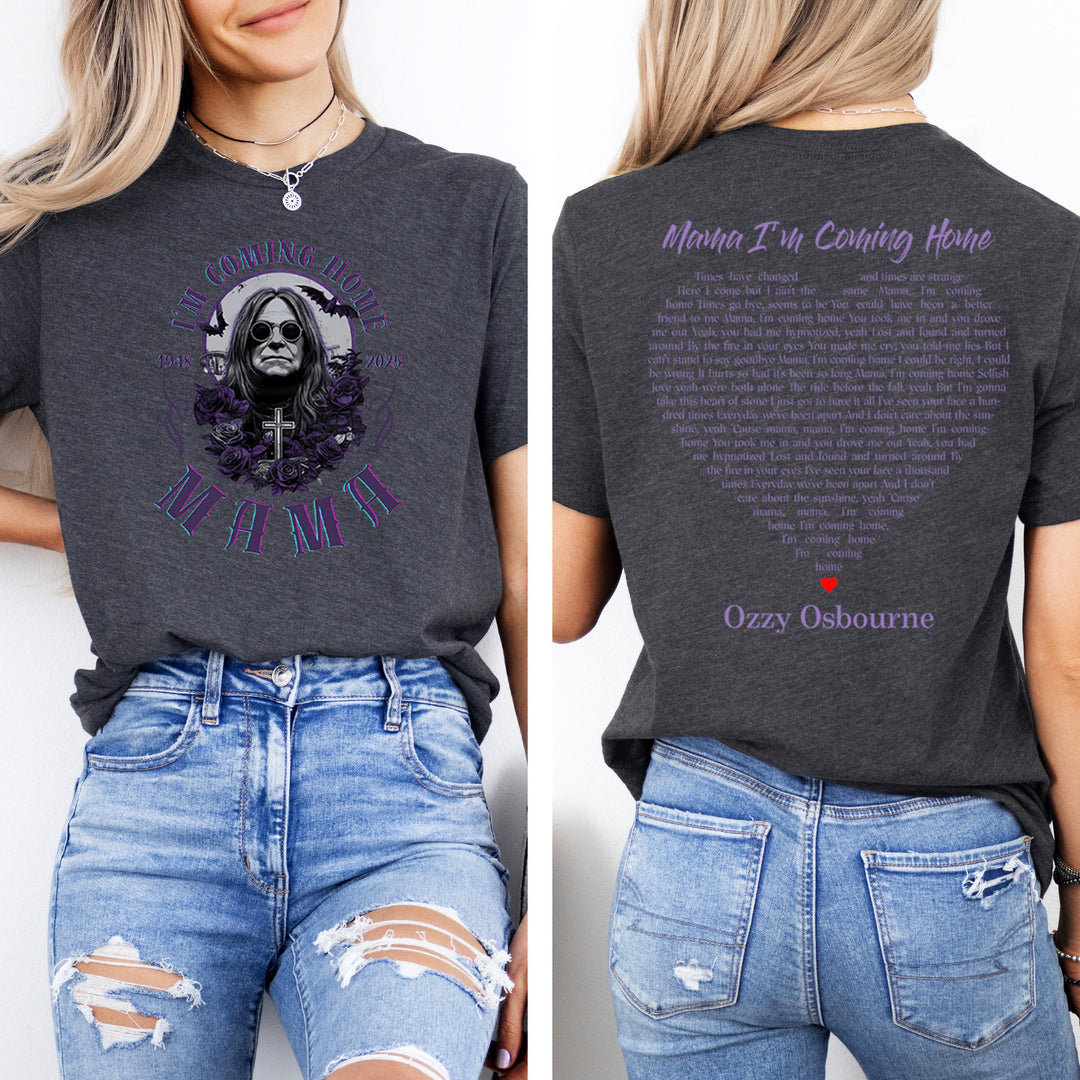 Mama I'm Coming Home Print Crew Neck T-shirt