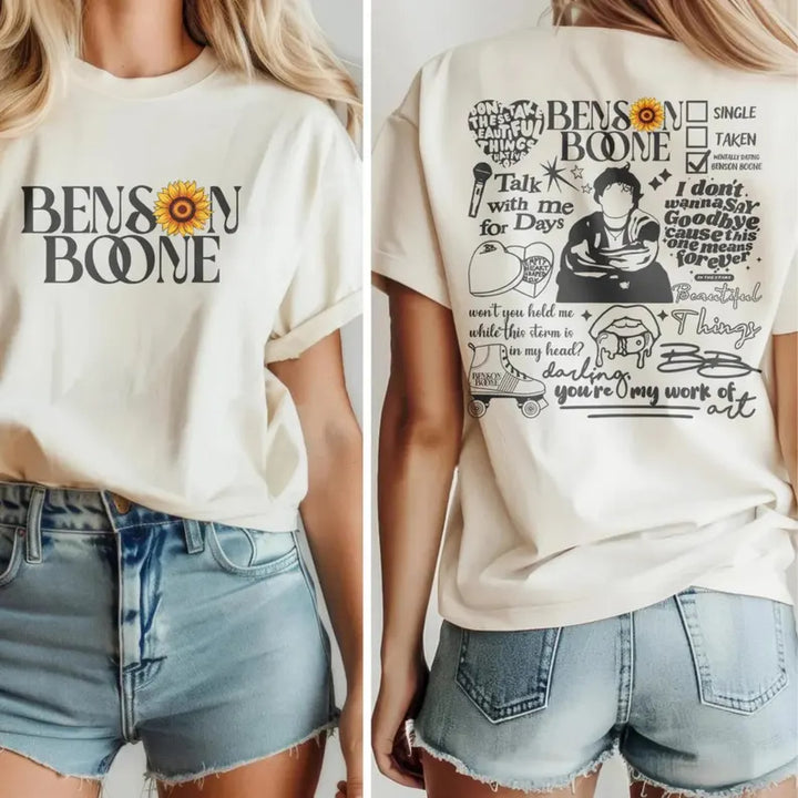 Sunflower Benson Boone Cream Crew Neck T-shirt