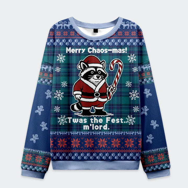 Candy Cane Raccoon Samurai Ugly Sweatshirt