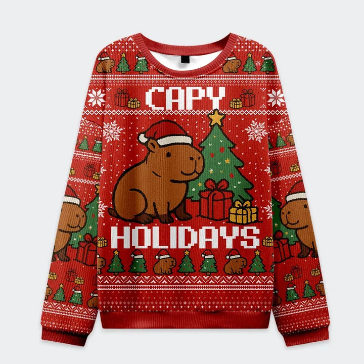 Capybara Celebration Christmas Ugly Sweatshirt