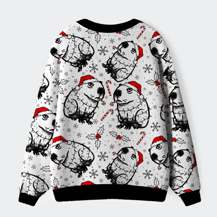 Christmas Capybara Ugly Cardigan Sweater
