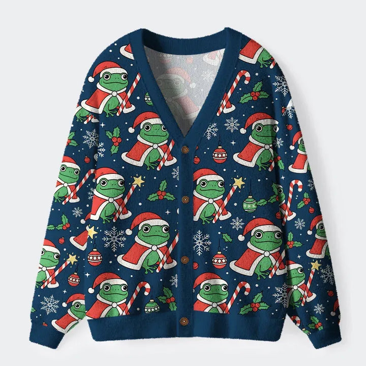 Christmas Frog Ugly Cardigan Sweater