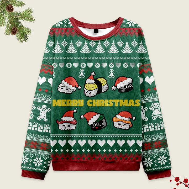 Cute Sushi Cat Christmas Ugly Sweatshirt