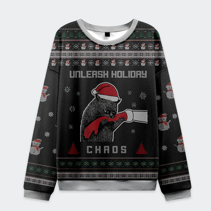 Funny Cat: Unleash Holiday Chaos Christmas Ugly Sweatshirt