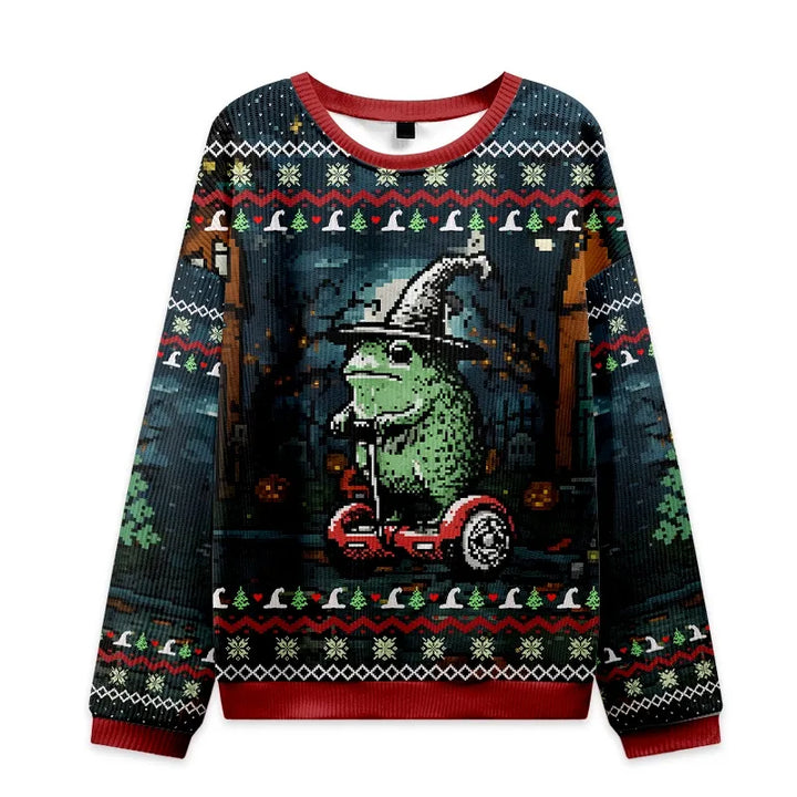 Funny Frog Ride Christmas Ugly Sweatshirt