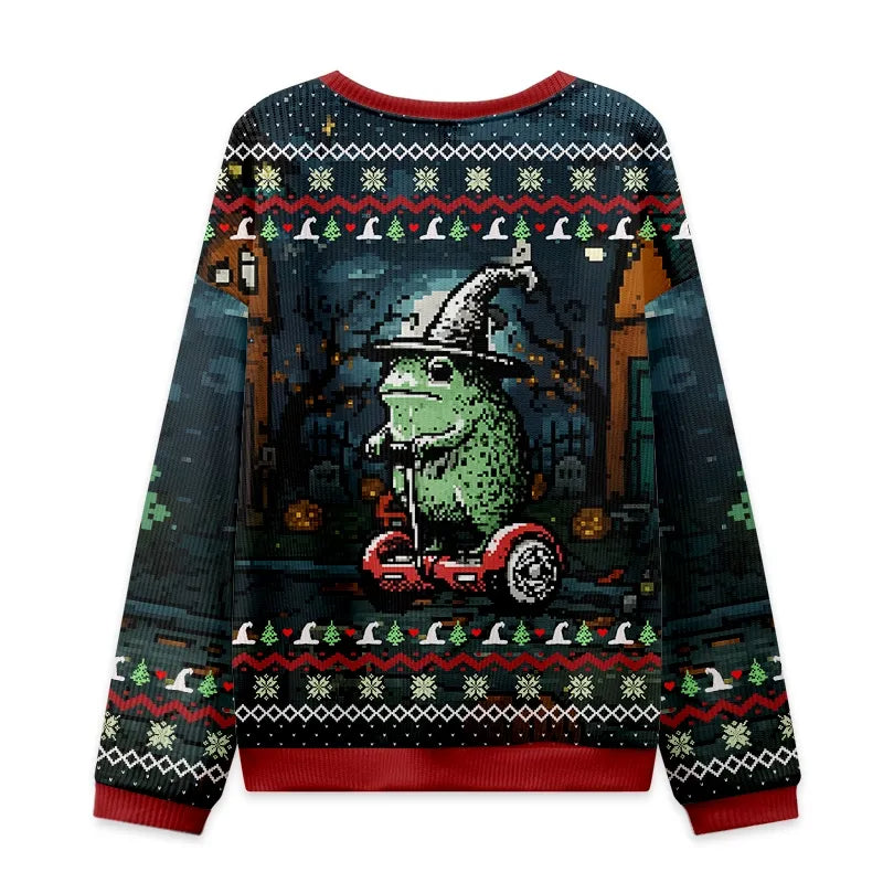Funny Frog Ride Christmas Ugly Sweatshirt