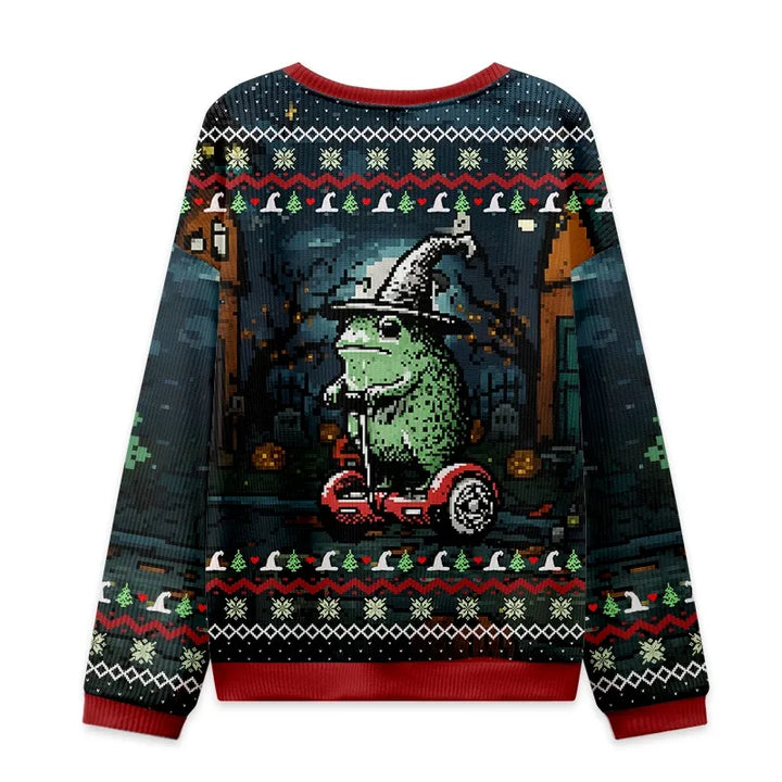 Funny Frog Ride Christmas Ugly Sweatshirt