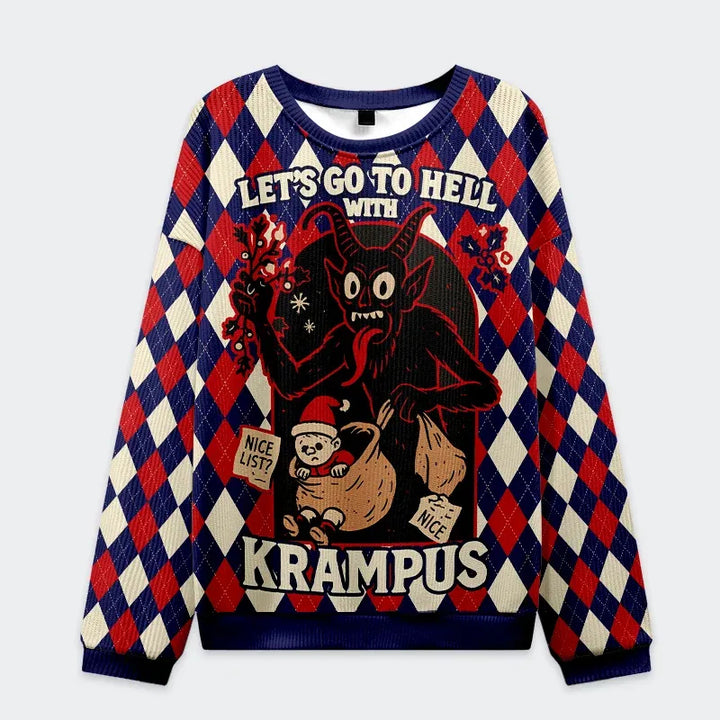 Krampus Grabs Children Christmas Ugly Sweatshirt