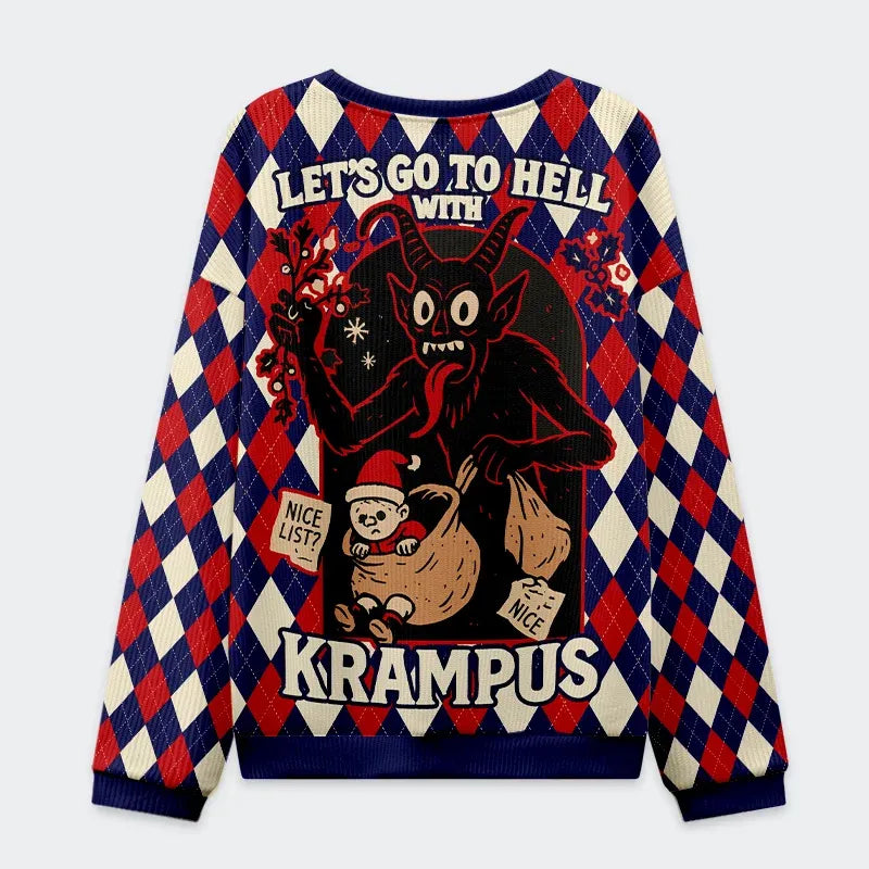 Krampus Grabs Children Christmas Ugly Sweatshirt