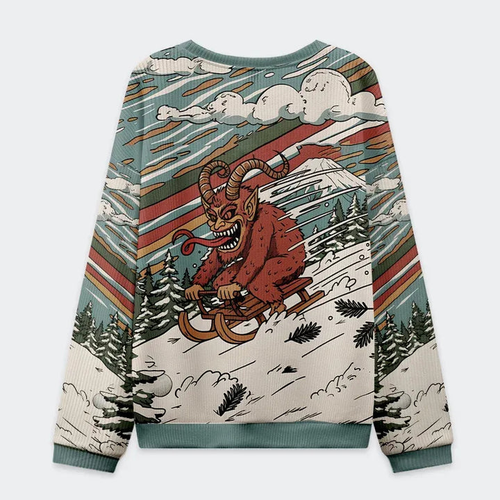 Krampus Sled Christmas Ugly Sweatshirt