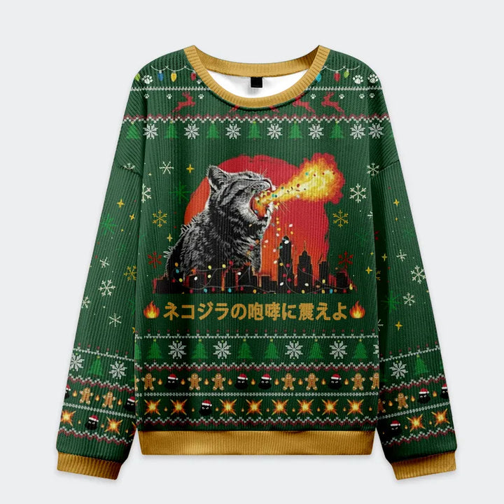 Tremble Before The Roar Of Catzilla Christmas Ugly Sweatshirt