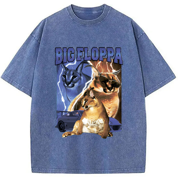 BIG FLOPPA VINTAGE RAP Washed Crew Neck T-Shirt