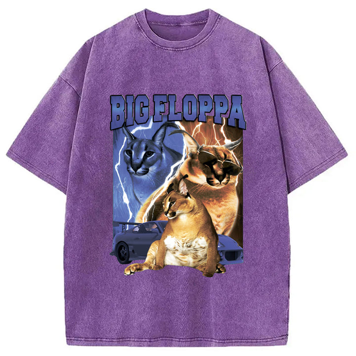 BIG FLOPPA VINTAGE RAP Washed Crew Neck T-Shirt