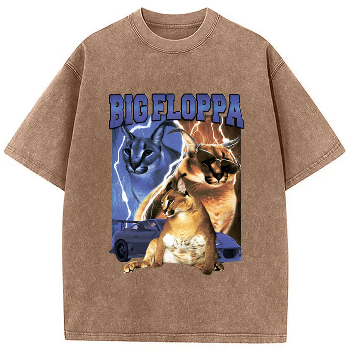 BIG FLOPPA VINTAGE RAP Washed Crew Neck T-Shirt
