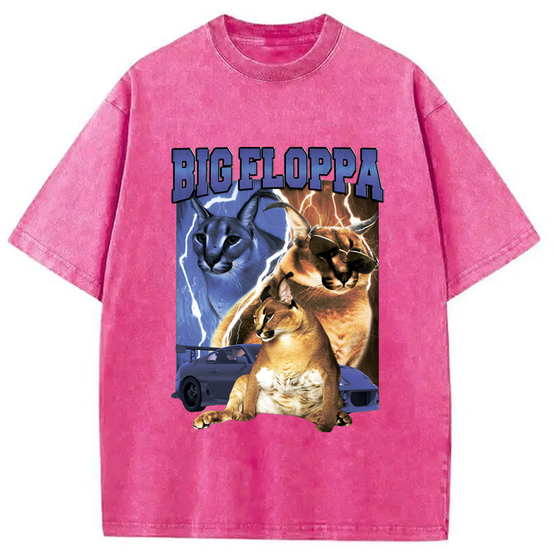 BIG FLOPPA VINTAGE RAP Washed Crew Neck T-Shirt