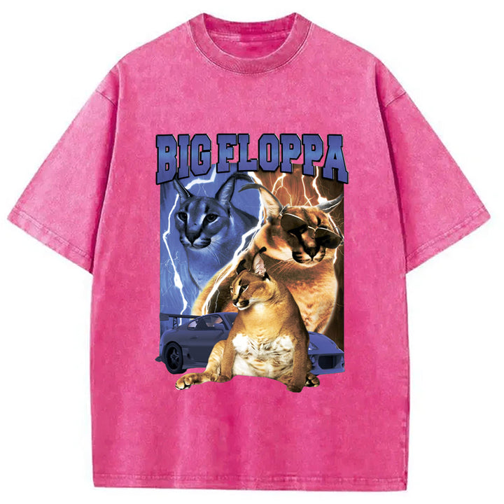 BIG FLOPPA VINTAGE RAP Washed Crew Neck T-Shirt